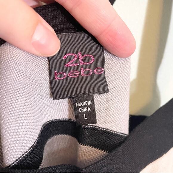 2B Bebe Womens Striped Square Neck Sleeveless Cross Back Dress Black White Large - Picture 9 of 13